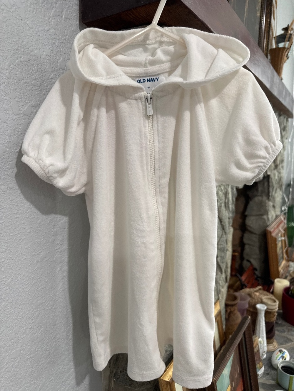 Old Navy full zip hooded terry cloth swim cover up girls size 4T